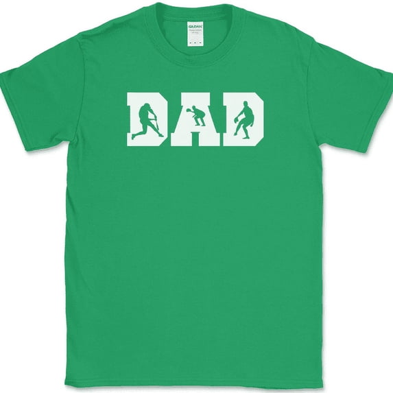 Baseball DAD T-Shirt Funny Parent Fathers Day League Sports Humor Text Tee - Green, S