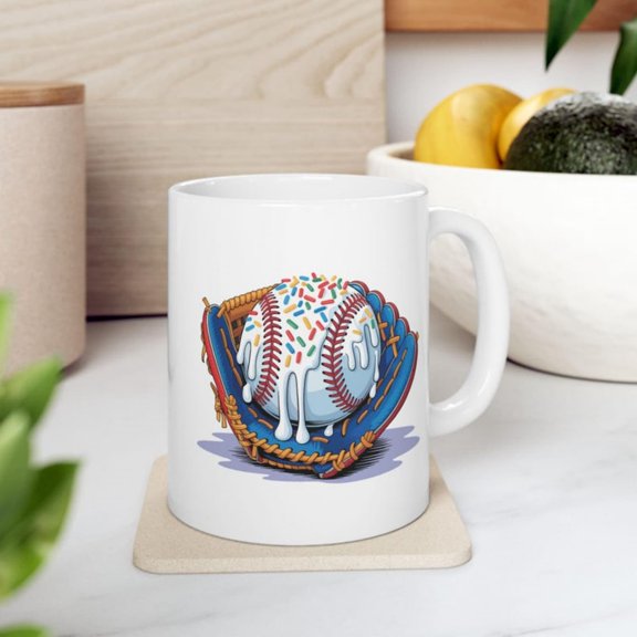 Baseball DIce Cream Sprinkles Baseball Glove Coffee Mug.