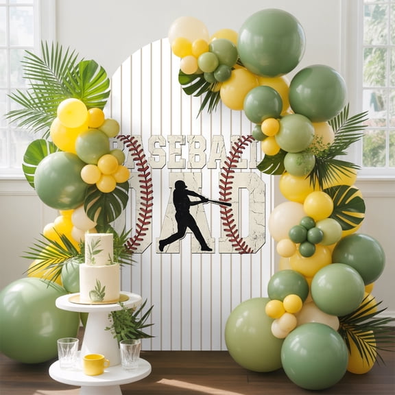 Baseball Dad Arch Backdrop Cover, 4FT, Father's Day Strip Sport Spandex Arch Covers Double-Sided Backdrop for Wedding Birthday Party Photo Background Decoration