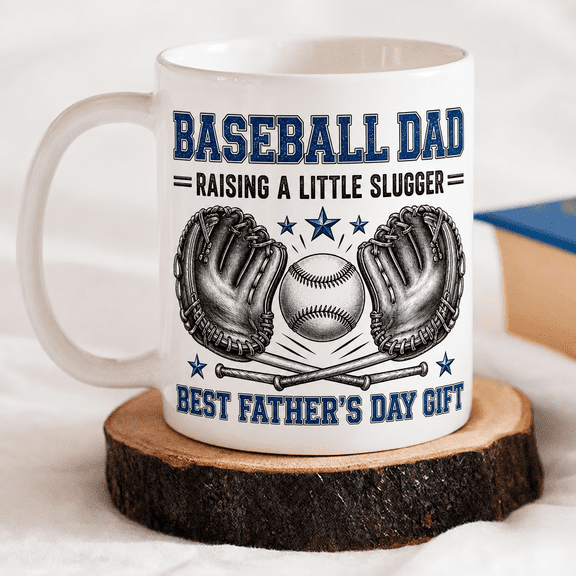Baseball Dad Ceramic Mugs, Father’s Day Gift for Dad Raising a Little Slugger