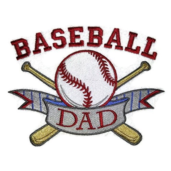Baseball Dad Embroidered Iron on/Sew patch [6.21" X 4.79"]