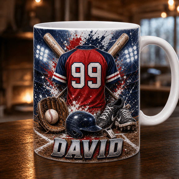Baseball Dad Mug Custom Name Baseball Parent Gift for Player Dad