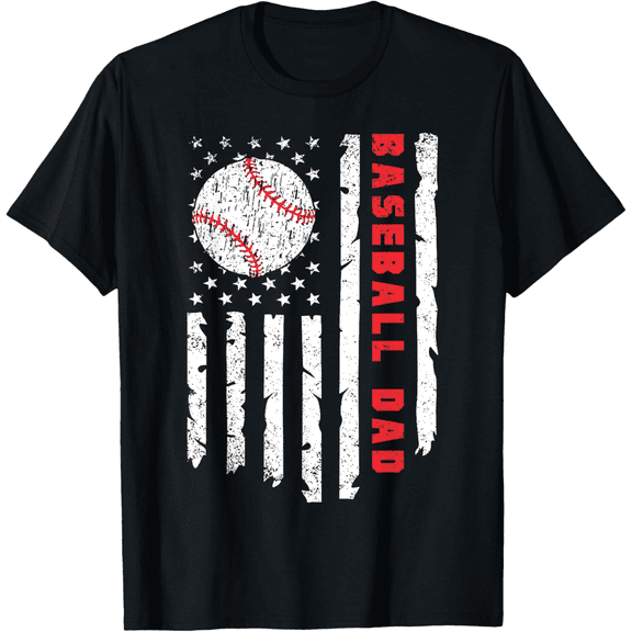 Baseball Dad Shirt USA Flag Tshirt Patriotic Gift for Father’s Day July 4th