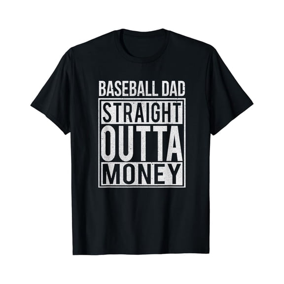 Baseball Dad Straight Outta Money Pitcher Typography T-Shirt