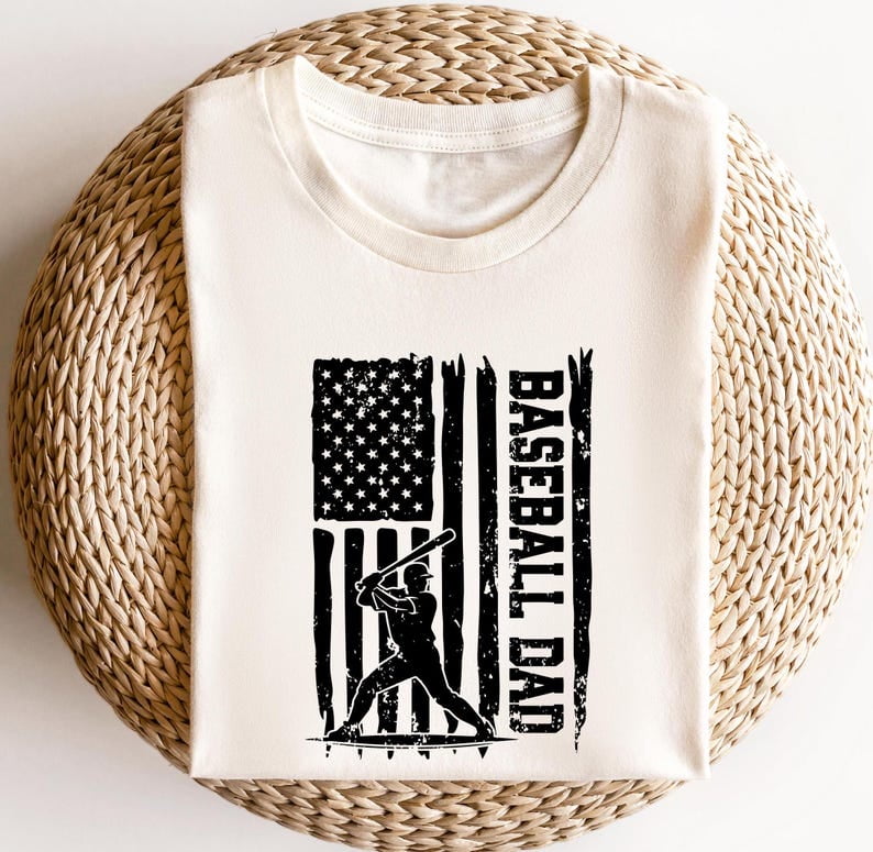 Baseball Dad T-Shirt, American Flag Baseball Tee, Father’s Day Gift for Baseball Dads, Baseball Player Dad Shirt