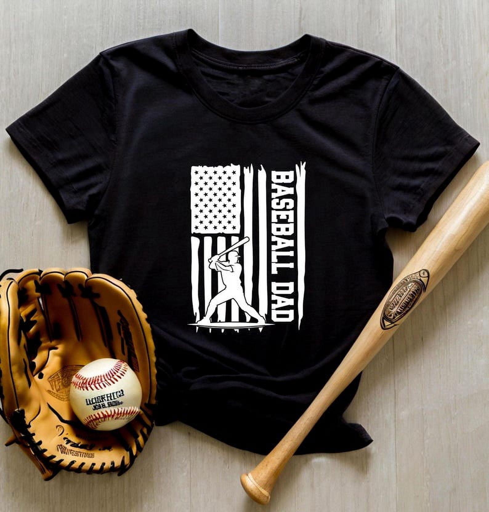 Baseball Dad T-Shirt, Patriotic American Flag Tee, Game Day Shirt, Softball Baseball Gift for Fathers