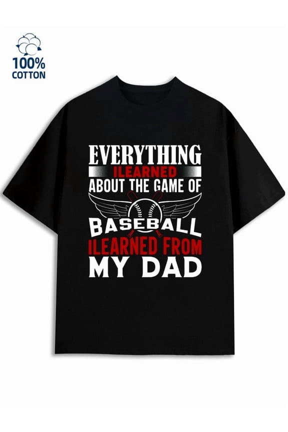 Baseball Dad T-Shirt mens funny humor 180G 100% Cotton black wife husband Retro Unisex Shirt Crewneck tshirts Funny Unisex Shirt Graphic Tee tshirts