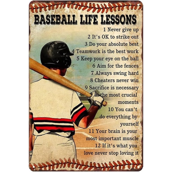 Baseball Decor For Boys Room Baseball Wall Art Baseball Stuff For Boys 8-12 Posters For Boy Bedroom Baseball Metal Sign 8x12 Inch