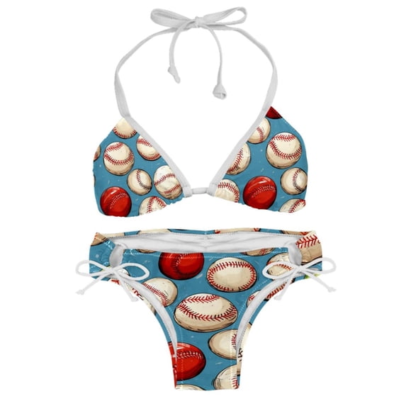Baseball Detachable Sponge Adjustable Strap Bikini Set 2-Pack Swimwear Swimsuit Beach Pool Party