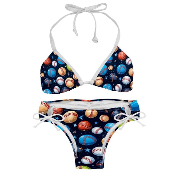 Baseball Detachable Sponge Adjustable Strap Bikini Set 2-Pack Swimwear Swimsuit.SceneManagement Beach Pool Party Vacation.