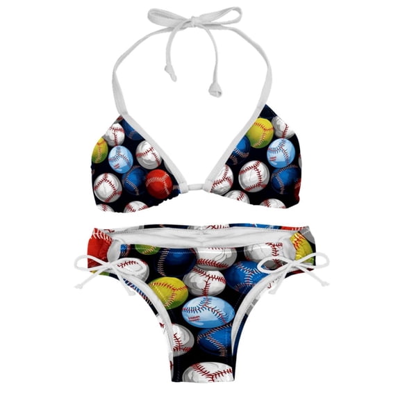 Baseball Detachable Sponge Adjustable Strap Bikini Set Swimsuit, Two-Pack - Beach and Pool Ready