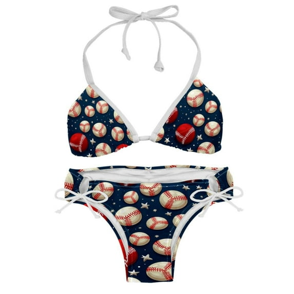 Baseball Detachable Sponge Adjustable Strap Bikini Set Two-Pack Swim Suits for WomenToolStrip with applicable scenes