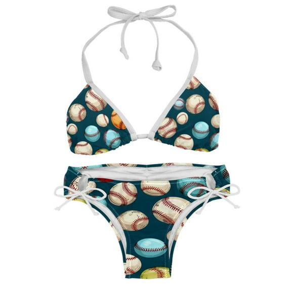 Baseball Detachable Sponge Adjustable Strap Bikini Set Two-Pack Swimsuit Women Swimwear