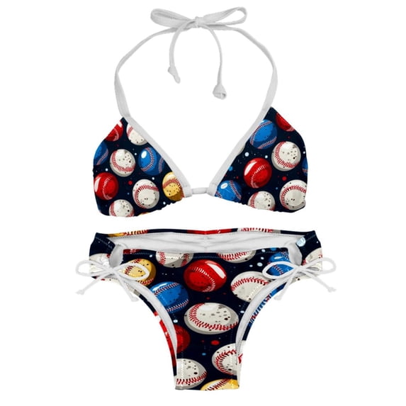 Baseball Detachable Sponge Adjustable Strap Bikini Set Two-Pack - Versatile Swim Suit for All Scenes