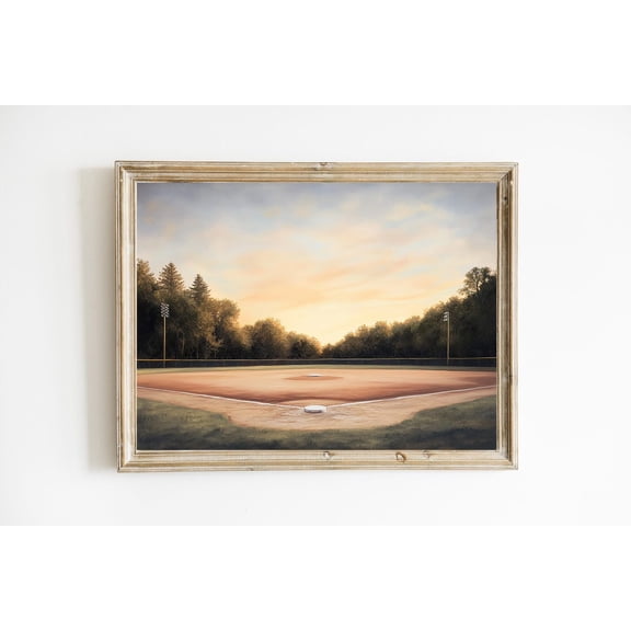 Baseball Diamond Print Poster Vintage Baseball Field Wall Art Poster Minimalist Boys Room Art Baseball Lovers Office Decor E725, Unframed Poster Size 12x18 F03.1.18l61