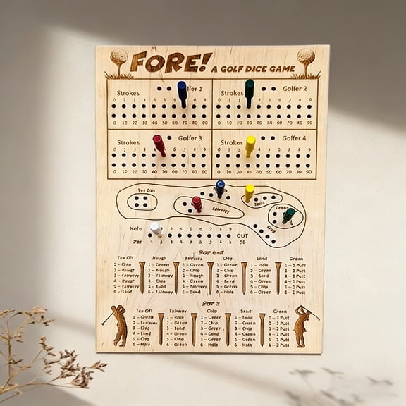 Baseball Dice Board Game Solid Wooden Tabletop Golf Dice Board Game Perfect for Family Party Nights Holiday Parties