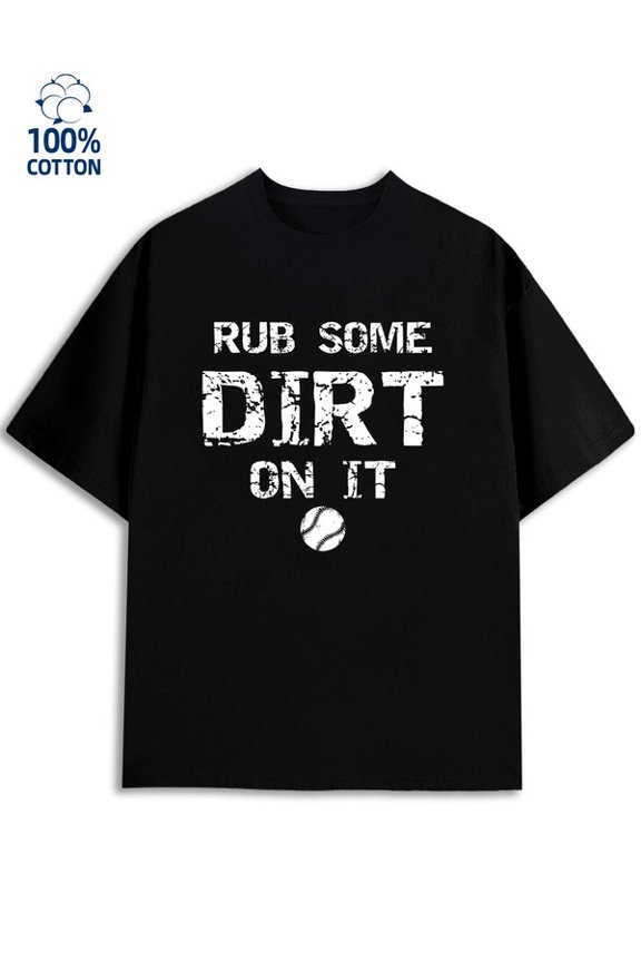 Baseball Dirt Tee for men 180G 100% Cotton black Casual Unisex Shirt Graphic tshirts Basic Unisex Shirt Cotton tshirts Retro Unisex Shirt Cotton tshirts Casual Unisex Shirt Crewneck tshirts