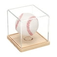 thumbnail image 1 of Baseball Display Case with Wooden Round Base, Acrylic Baseball Display Dust Clear Baseball Holders, Wooden/Clear, 1 of 6