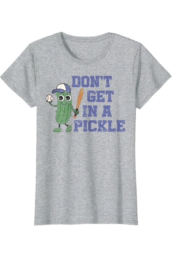 Baseball Dont Get In A Pickle Cute Face Present Ladies' Crewneck T-Shirt