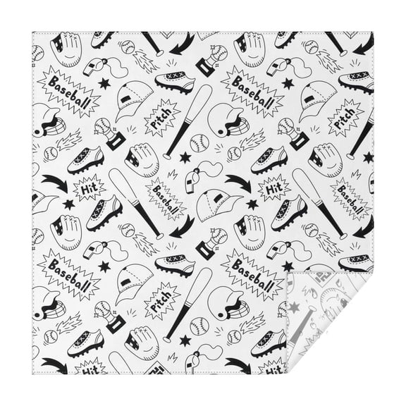 Baseball Doodle Pattern Square Tablecloth,Waterproof Square Table Cover,Wipeable Spillproof Washable Table Cover for Home Kitchen Party Decor 60"x60"(152x152cm)