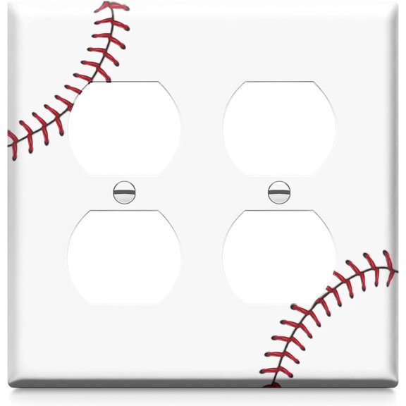 Baseball Double Duplex Decorative Light Switch Cover Double Wall Plates Switch Plates Electrical Socket Covers for Home Bathroom Decor 4.6 * 4.6 Inch