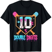 Baseball Drip 10th Birthday Double Digits Ice Cream Drip T-Shirt