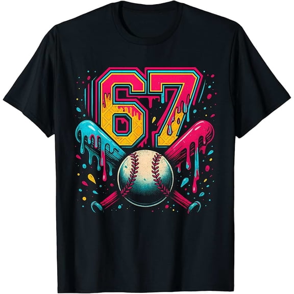 Baseball Drip 6 7 Number 67 Six Seven Meme Mens Boys Kids T-Shirt