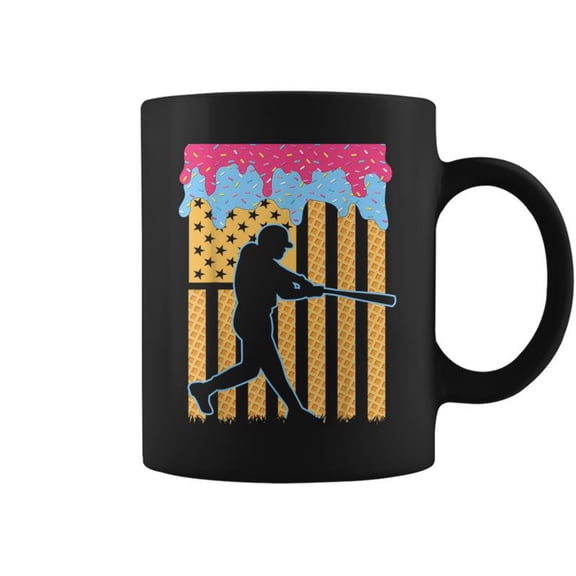 Baseball Drip Bat Boys Ice Cream American Flag 4Th Of July Coffee Mugs