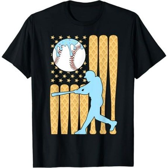 Baseball Drip Batter Ice Cream American Flag Unisex Men Women T-Shirt S-5Xl - Best Birthday Gifts, Size_Medium, Black