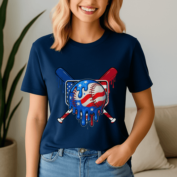 Baseball Drip Boys Dripping Ice Cream Baseball American Flag, Baseball Shirt,Game Day Shirt,Game Day Baseball, American Baseball