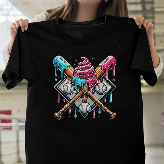 Baseball Drip Boys Ice Cream Youth Sports Fun Sweet Treat Graphic T-Shirt Unisex, up to 5XL