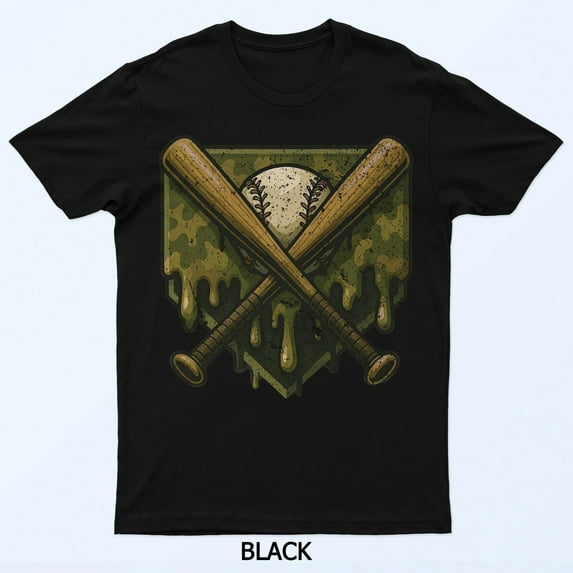 Baseball Drip Camo Home Plate Boys Sports Cool Game Day Drip T-Shirt