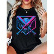 Baseball Drip Ice Cream Drip Baseball T-Shirt Graphic Tee summer Tops For Women Round Neck Fashion Cotton shirts