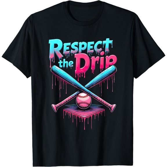Baseball Drip For Boys Ice Cream Drip Youth Boys Baseball T-Shirt