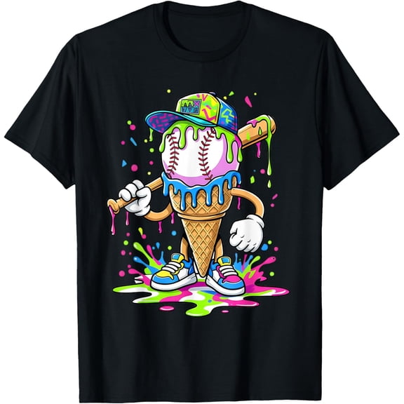 Baseball Drip Ice Cream Drip Mens T-Shirt