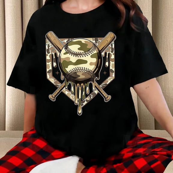 Baseball Drip Ice Cream Dripping Baseball Camo Shirt, Unisex Funny Shirt, Gift For Fan Shirt
