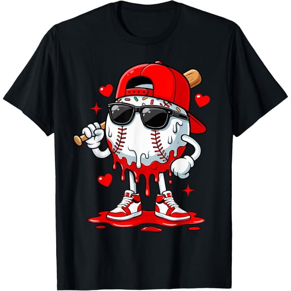 Baseball Drip Ice Cream Sunglasses Youth Valentine T-Shirt