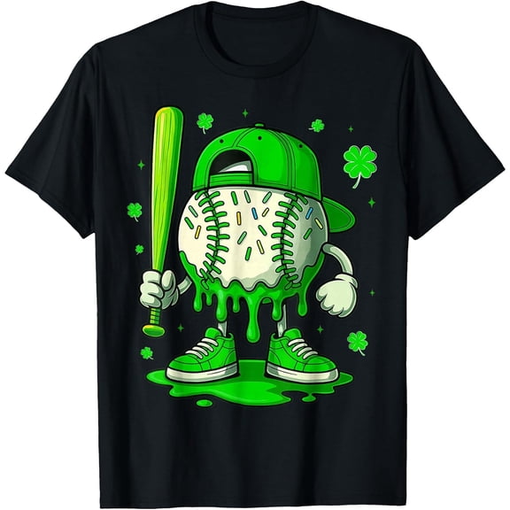Baseball Drip Icecream Apparel St Patricks Day Boys T-Shirt, T-Shirt for Kids Youth, 180gsm, 100% Cotton