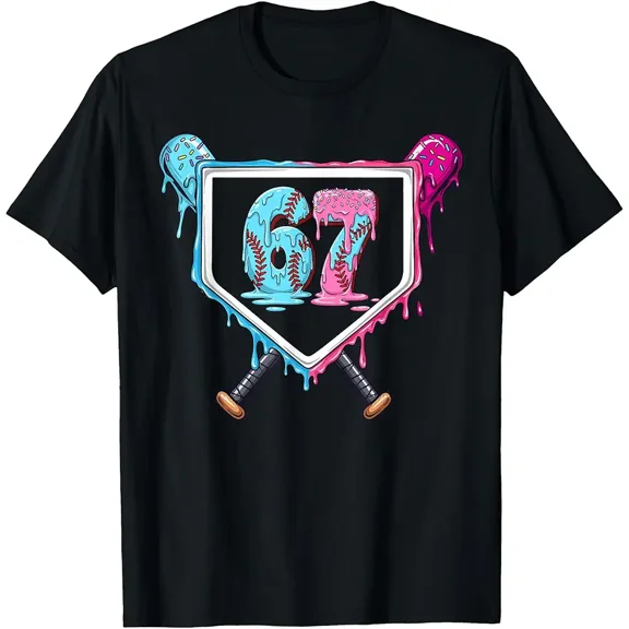Baseball Drip Number 67 Graphic for Baseball Fan Unisex Short Sleeve Casual T-Shirt