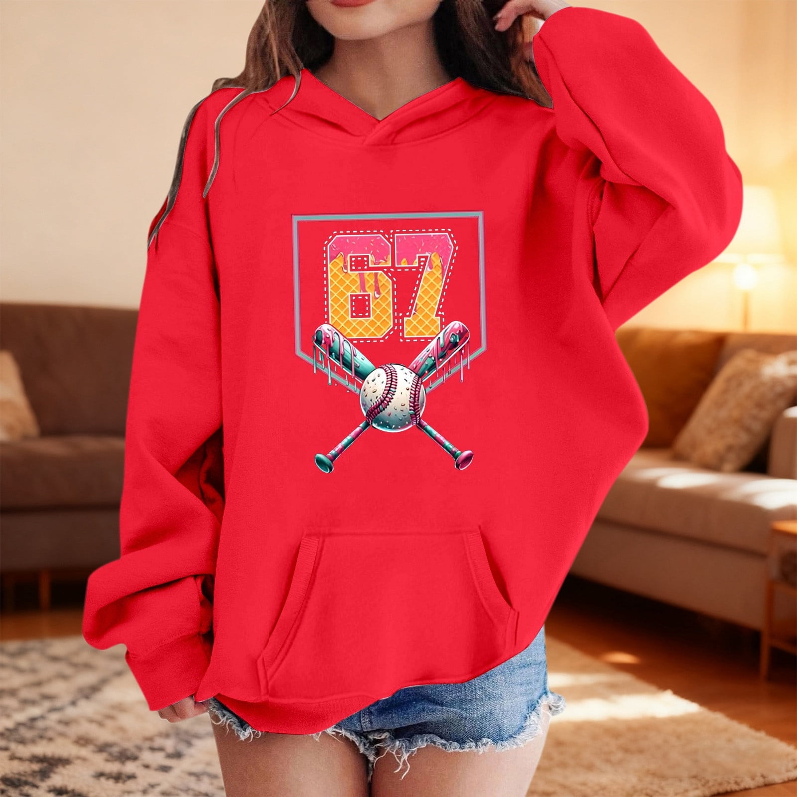 Baseball Number 67 Player Pullover Hood…