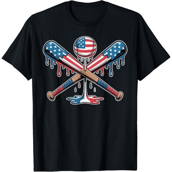 Baseball Drip Shirt Youth Cool Boys Graphic Tee Ice Cream T-Shirt, T-Shirt for Kids Youth, 180gsm, 100% Cotton