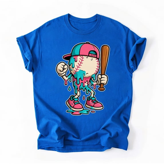 Baseball Drip for Boys Ice Cream Drip Baseball T-Shirt, Multicolors, Size S-5XL