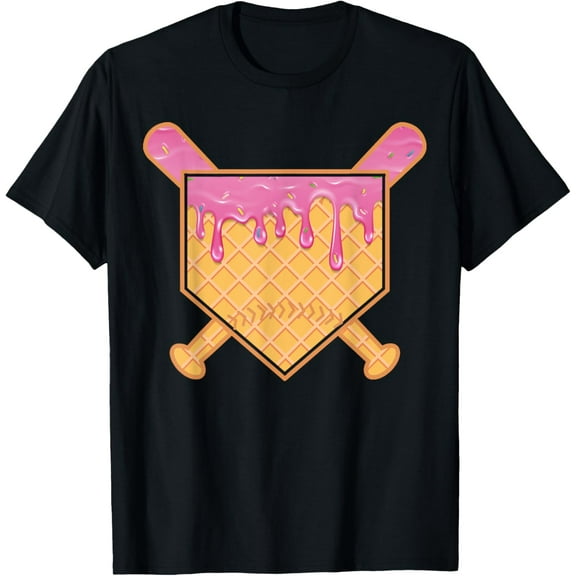 Baseball Drip home plate Fun baseball apparel for boys T-Shirt men and women can wear, black, white, gifts