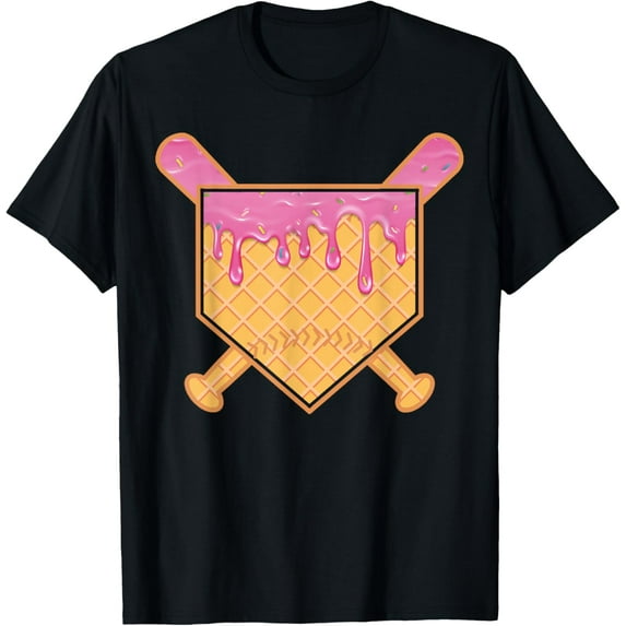 Baseball Drip home plate Fun baseball apparel for boys T-Shirt men and women can wear, black, white, gifts