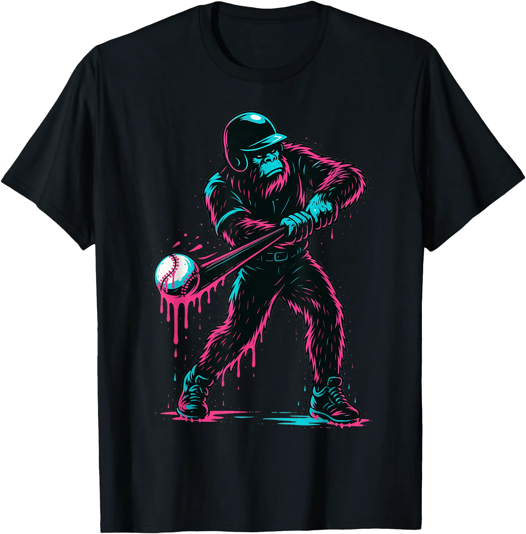 Baseball Dripping Boys Ice Cream Dripping Baseball Bigfoot T-Shirt ...