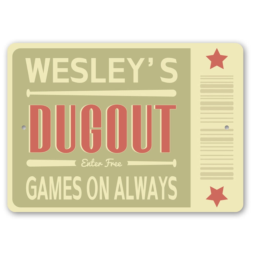 Baseball Dugout Hangout Metal Sign 8 x 12 Inches - Walmart.com