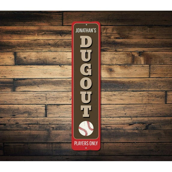 Baseball Dugout Novelty Decor, Metal Wall Sign - 4x18 Inches