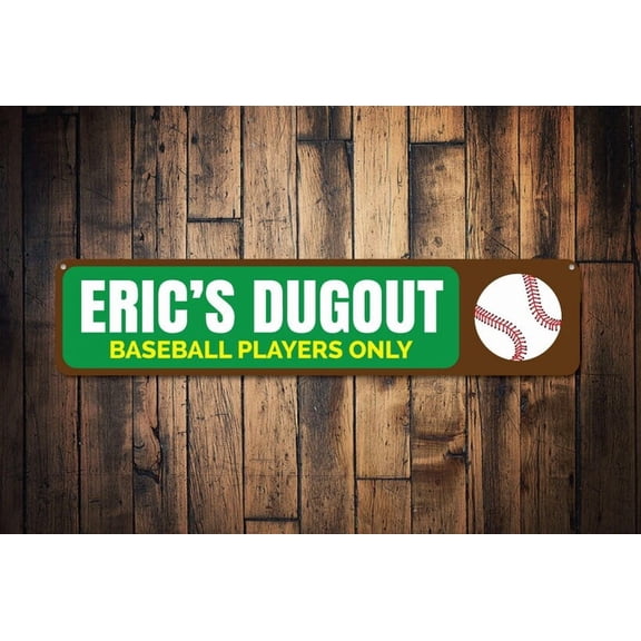 Baseball Dugout Sign Kid Name Baseball Players Only Sign Baseball Lover Sign Playroom Decor - Baseball Sign - Size: 16 x 4 Inches