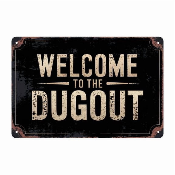 Baseball Dugout Welcome Tin Sign, Vintage Baseball Dugout Metal Sign Print Aesthetic Room Decoration Bedroom Bathroom Wall Decor 8 X 12in