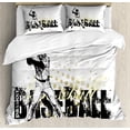 thumbnail image 1 of Baseball Duvet Cover Set, Softball Background Dots and Grunge Dark Lettering Batting Team Game, Decorative 3 Piece Bedding Set with 2 Pillow Shams, Calking Size, Black Yellow White, by Ambesonne, 1 of 3